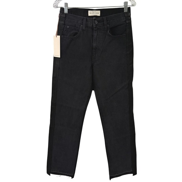 SLVRLAKE Women's Paneled London Jeans 28 Black Midnight NWT‎ High Rise Raw Hem - Picture 3 of 10